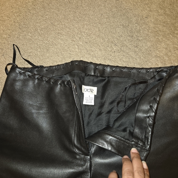 Cache Women's Dark Leather Flare Pants - Picture 6 of 9